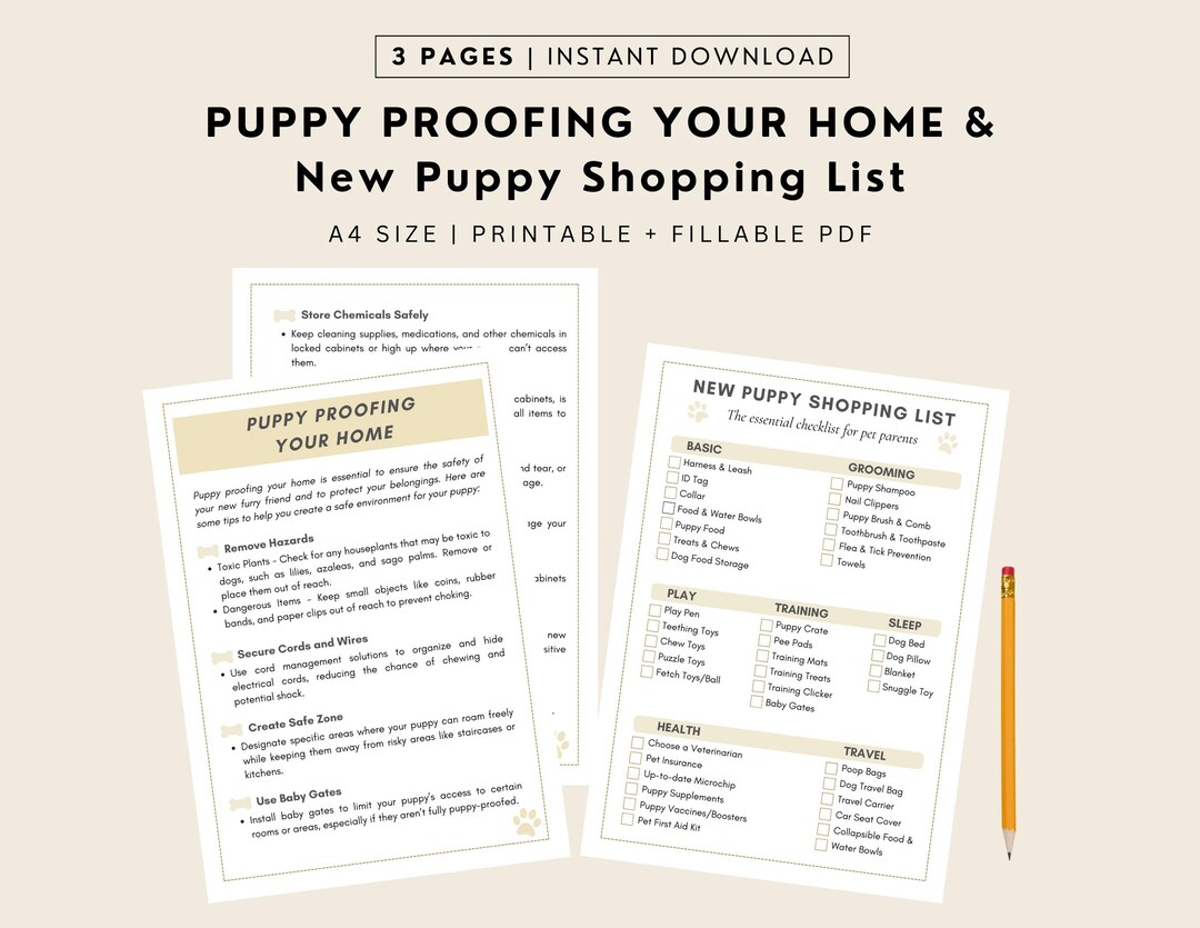 Puppy Proofing Your Home Guide and Tips, New Puppy Shopping Checklist ...