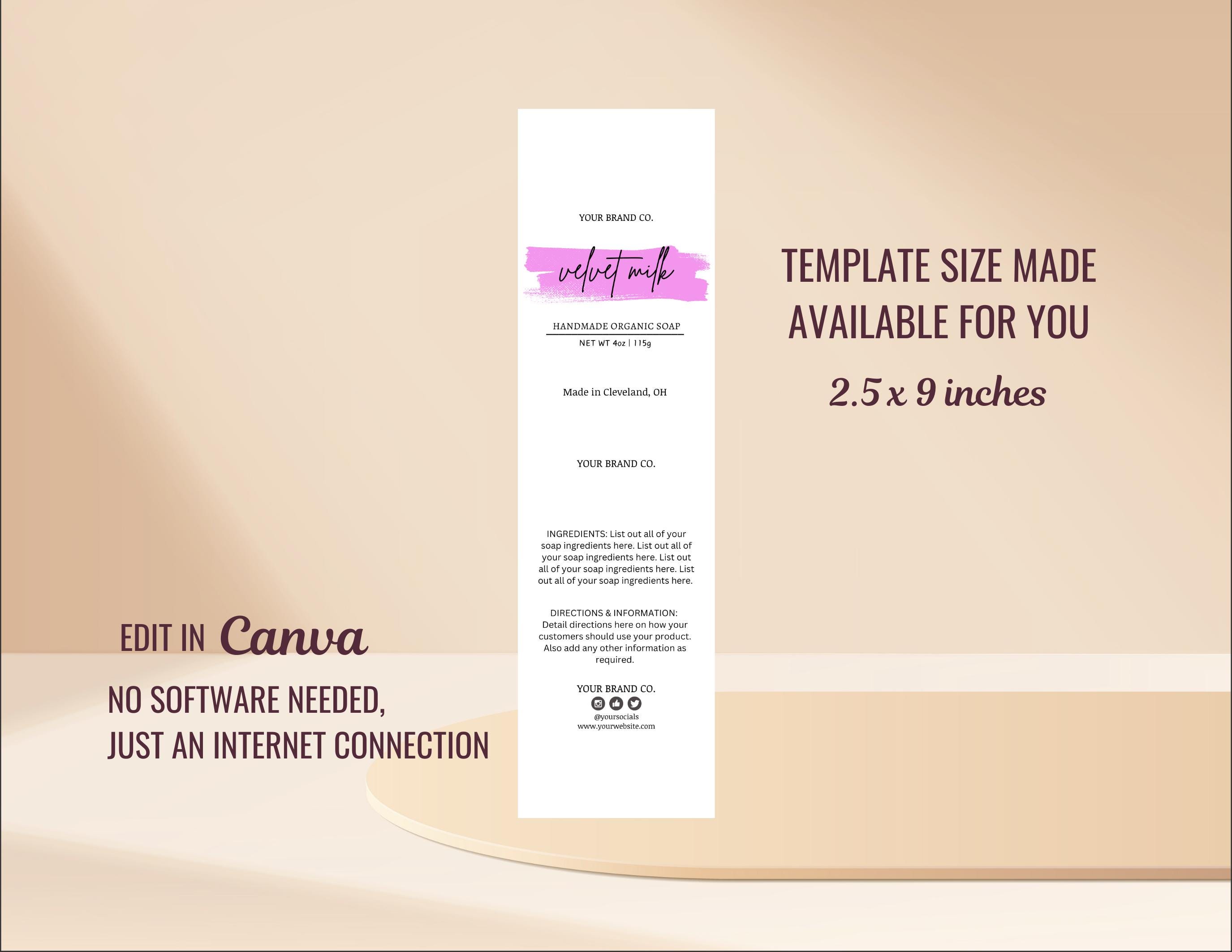 Editable Soap Label Template Canva, Printable Soap Bar Template, Soap ...