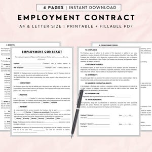 Arbeitsvertrag, Arbeitsvertrag, Arbeitsvertrag, Arbeitsvertrag Vorlage, Bearbeitbarer druckbarer Arbeitsvertrag, PDF