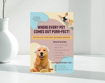 Pet Grooming Flyer Customizable Digital Download Canva Template for Dog Grooming, Pet Grooming, Pet Grooming Flyer DIY Digital Flyer