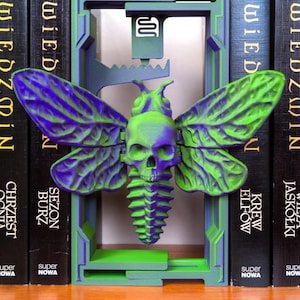 Skull Moth Book Nook Bookend Library Home Decoration