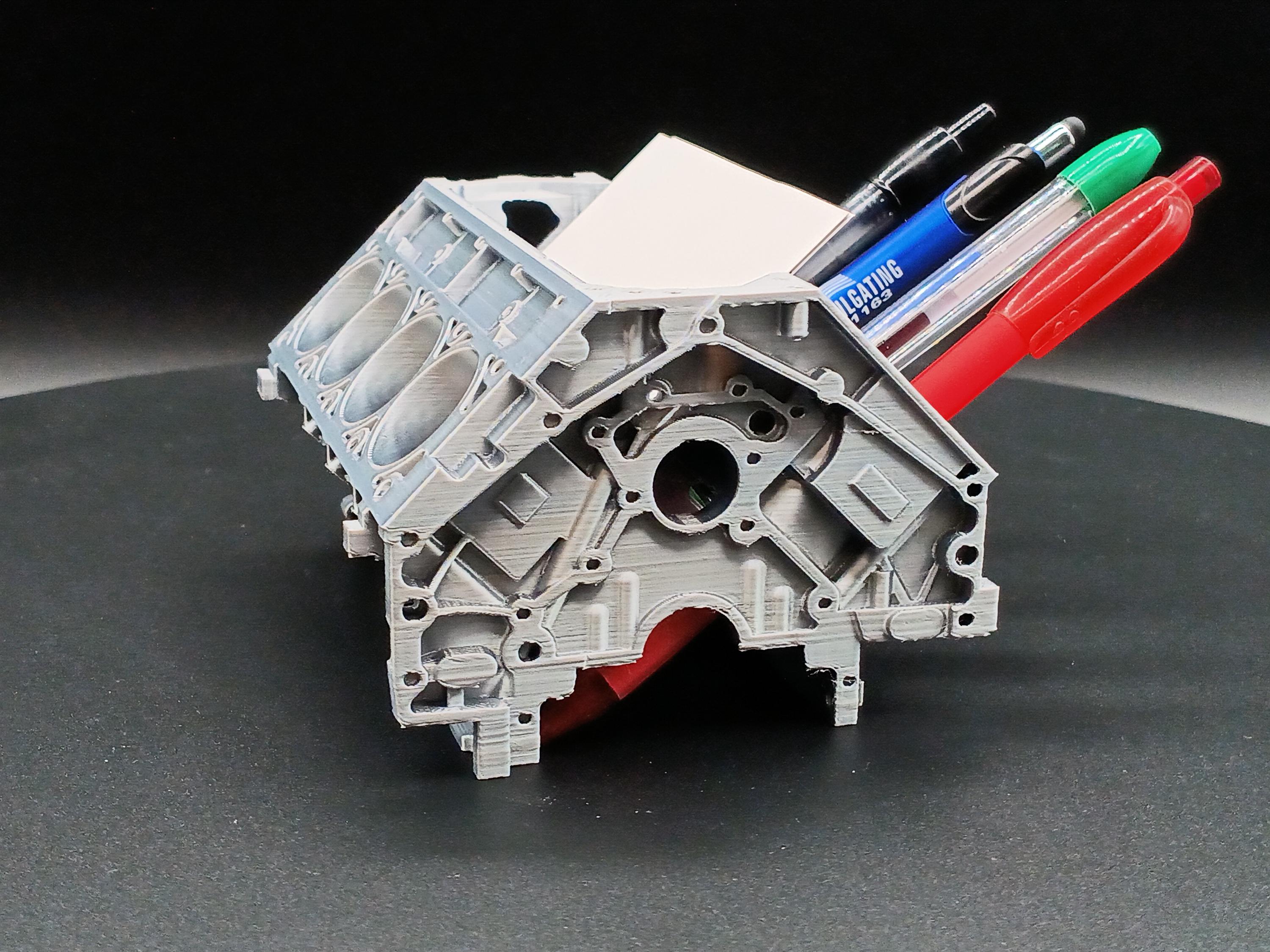 V8 LS3 Chevrolet Engine Block Business Card Pen Holder