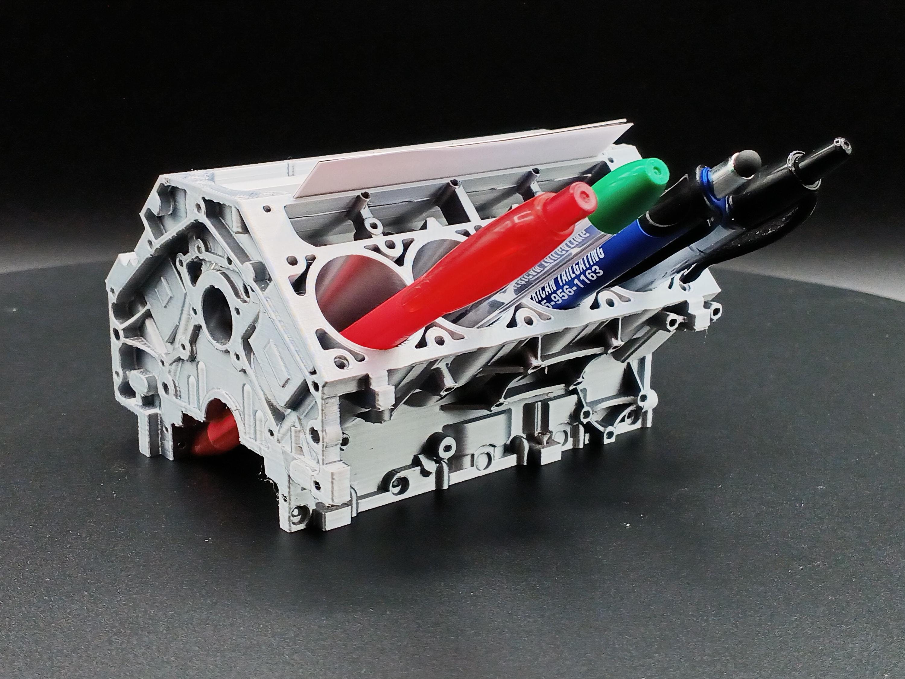 V8 LS3 Chevrolet Engine Block Business Card Pen Holder