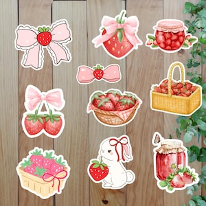 Strawberry and Lemon Stickers Pack – 40 Pieces | Cute Fruit Aesthetic Stickers for Journals, Scrapbooking, Planners, Laptops and Crafts