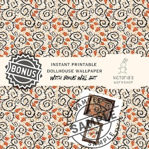 Dollhouse Wallpaper Halloween Vines with BONUS | 2 in 1 Designs | Printable Instant Digital PDF Download