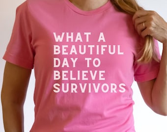 Quelle belle journée pour croire les survivants chemise, la traite des êtres humains 5K, cadeau de défenseur de la violence domestique, chemise marathon rose de travailleur social