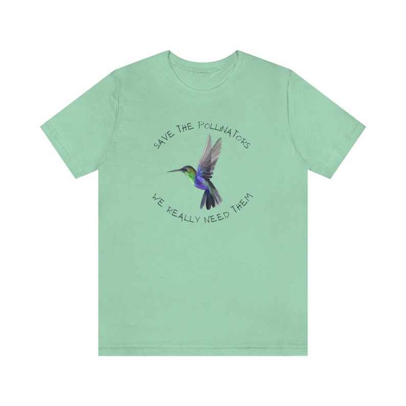 Save the Pollinators Hummingbird Shirt Unisex Jersey Short Sleeve Tee Size XS to Plus image 1