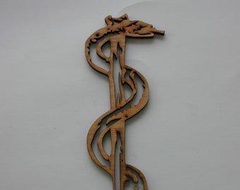 Staff of Asclepius Sign Wood Wall Art Sign Medical Sign