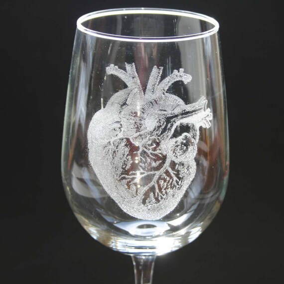 Brain and Neuron Etched Wine glasses — Right Hemisphere Designs