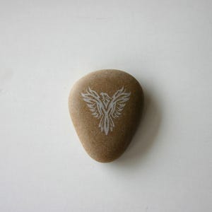 Phoenix Engraved Stone Mythical Sacred Firebird Brownstone Paperweight