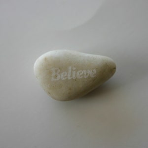 Believe Engraved Rock Worry White Stone Inspirational Gift