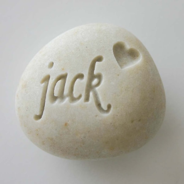 Custom Engraved Pet Memorial White Light Grey Stone Dog Cat Pet Loss Pocket Rock