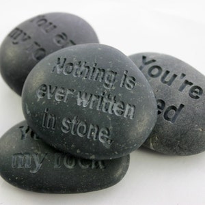 Custom Engraved Gray Stone Message Personalized Weddings Retirement