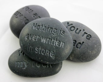 Custom Engraved Gray Stone Message Personalized Weddings Retirement