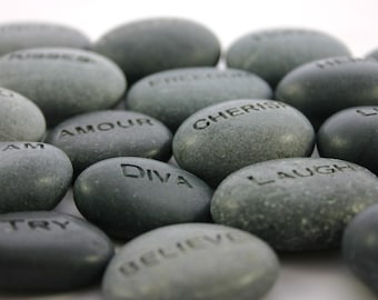 Custom Engraved Stone Worry Stone Pocket Rock Name Stone