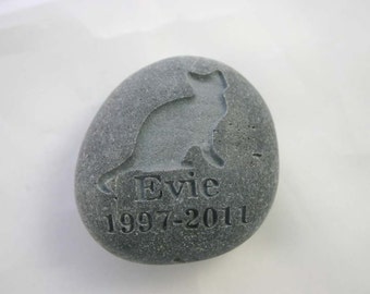 Cat Memorial Stone Pet Loss Personalized Grave Marker Engraved River Rock