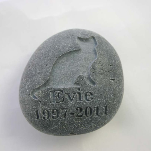 Cat Memorial Stone Pet Loss Personalized Grave Marker Engraved River Rock