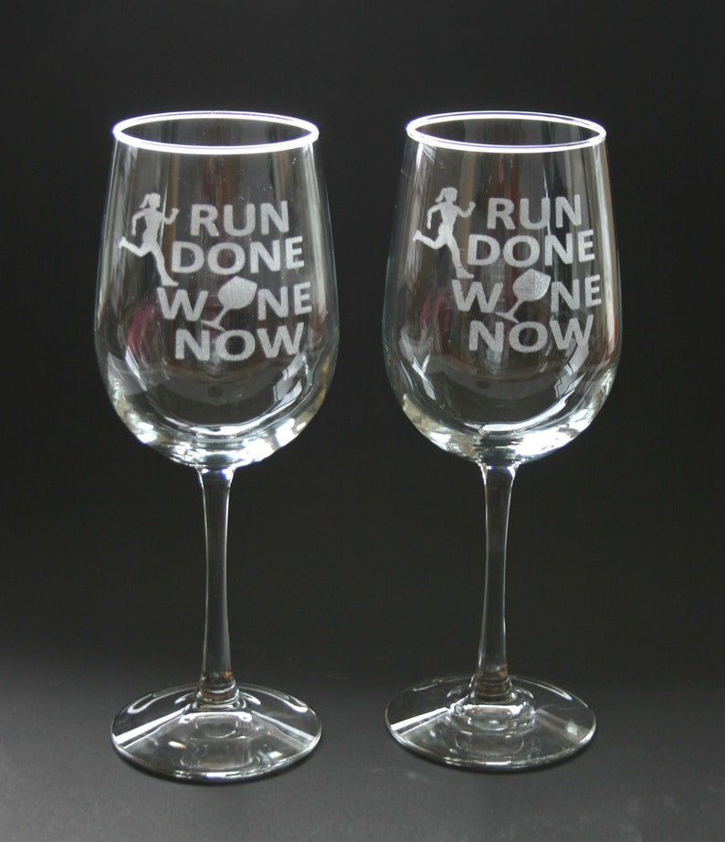 Run Done Wine Now Engraved Wine Glass Jogger Jogging Runners Etsy