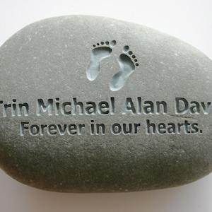 Custom Engraved Memorial Stone Grave Stone Marker River Rock Personalized