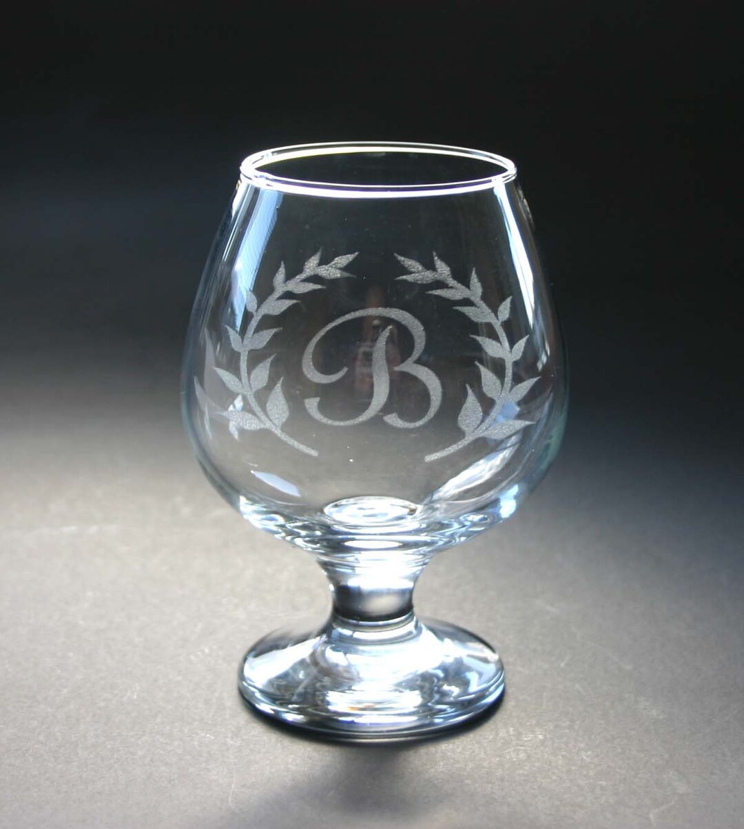 Personalized Etched Brandy Glass Custom Engraved Cognac Snifter Set of