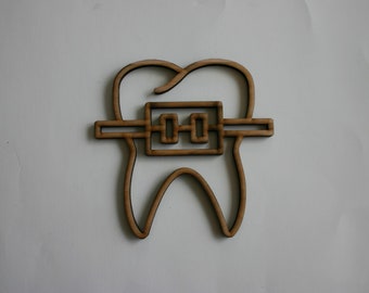 Tooth Braces Wall Art Wooden Dentist Orthodontist Decor Wood Sign