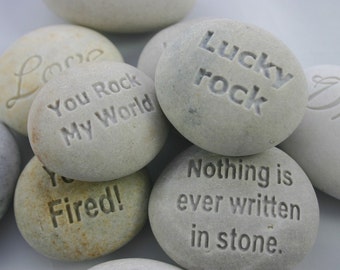 Custom Engraved White Message Stone Personalized Ocean Rock