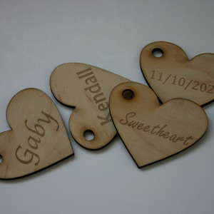 Personalized Wooden Heart Wedding Decor Custom Wood Tag