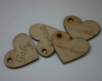 Personalized Wooden Heart Wedding Decor Custom Wood Tag