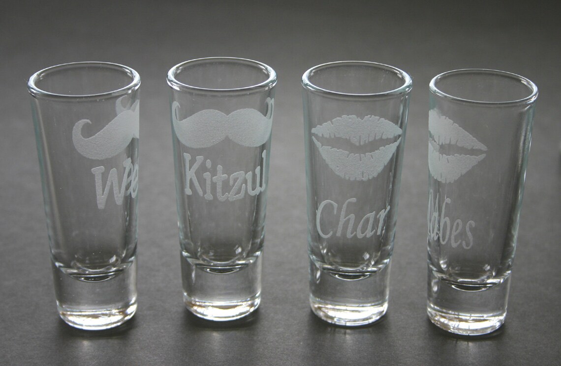 Custom Etched Shot Glasses Personalized Set of 10 Weddings His Etsy