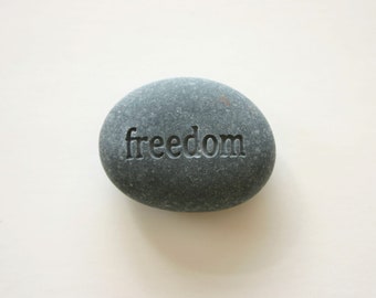 freedom Engraved Stone Worry Stone Pocket Rock