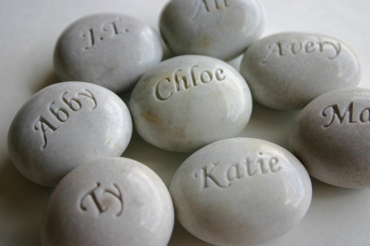 Measures 1.5 inch or 40mm No holes Pocket Stone Custom Engraved Personalized Words or Simple Logo BLACK Worry Stone