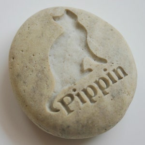 Custom Engraved Pet Memorial White Stone Dog Cat Pet Loss Personalized Grave Stone Marker image 1