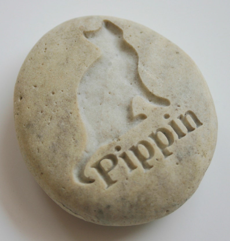 Custom Engraved Pet Memorial White Stone Dog Cat Pet Loss Personalized Grave Stone Marker image 1
