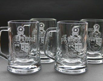 Custom Etched Beer Mug Set of 2 Wedding Bestman Groomsmen