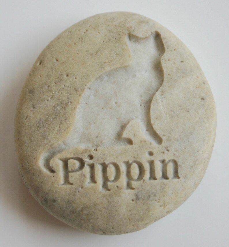 Custom Engraved Pet Memorial White Stone Dog Cat Pet Loss Personalized Grave Stone Marker image 2