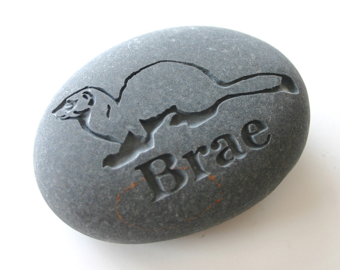 Custom Engraved Ferret Pet Memorial Grey Stone Pet Loss Etsy