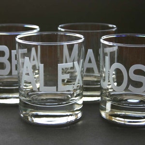 Whiskey Glasses Custom Etched Rocks Glass Personalized High Ball Weddings image 2