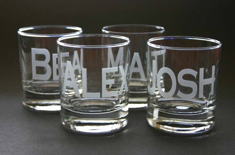 Whiskey Glasses Custom Etched Rocks Glass Personalized High Ball Weddings image 2