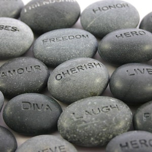 Custom Engraved Word Stone Personalized Grey Stone