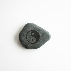 Yin Yang Engraved Stone Worry Stone Tai Chi Etched Rock