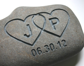 Interlocking Hearts Engraved Oath Stone Initials Date Custom Oathing