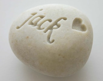 Custom Engraved Pet Memorial White Light Grey Stone Dog Cat Pet Loss Pocket Rock