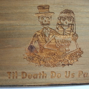 Til Death Do Us Part Squelette Boîte en bois gravé Livre d’or Mariages
