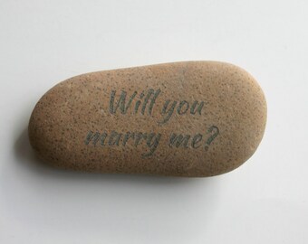 Will you marry me? Etched Stone River Rock Worry Stone Inspirational Stone Wedding Gift