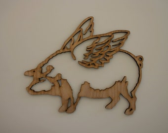 When Pigs Fly Laser Cut Wood Sign Pig Flying Wall Art