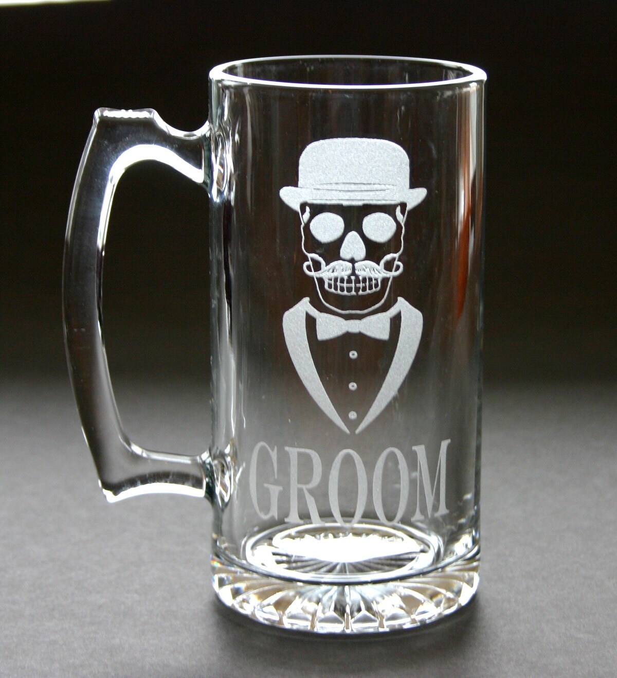 Etched Beer Mug Groom Tuxedo Top Hat Skull Weddings | Etsy