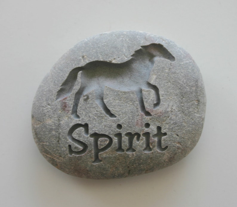 Custom Engraved Horse Memorial Stone Pet Loss River Rock Grave Stone Marker image 1