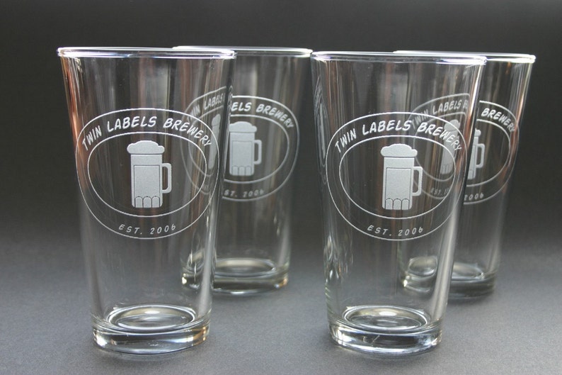 Personalized Beer Glass Set of 4 Pint Glasses Custom Etched Etsy
