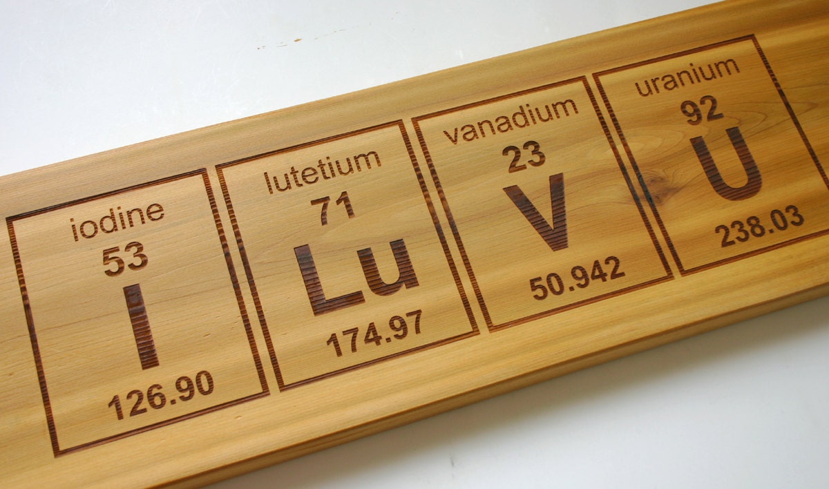 Te amo Tabla Periódica Elementos Signo Láser Grabado Madera de - Etsy