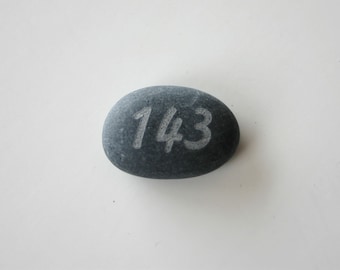 143 I Love You Engraved Stone Grey Ocean Rock I Love You Worry Stone